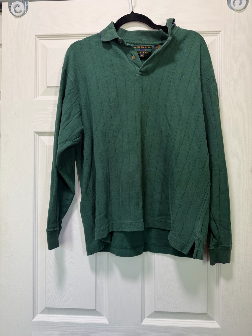 Alexander Julian Men's Forest Green V-Neck Polo Sweater